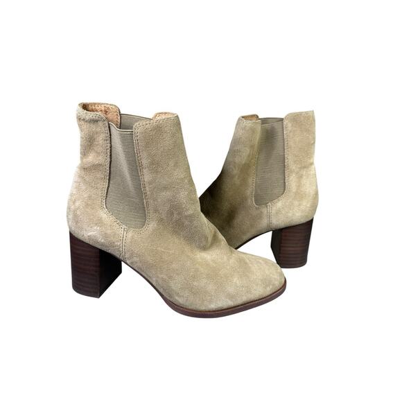 Madewell The Laura Chelsea Boot Suede Camel Tan Block Heel Ankle Boots 6.5 - Picture 2 of 9